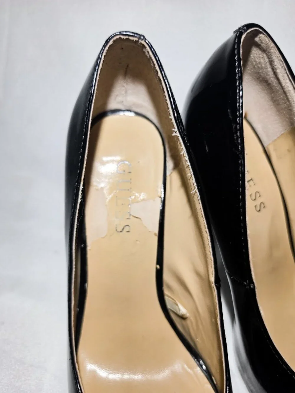 Black GUESS peep toe vintage heels size 6 Victorian Business Fashion